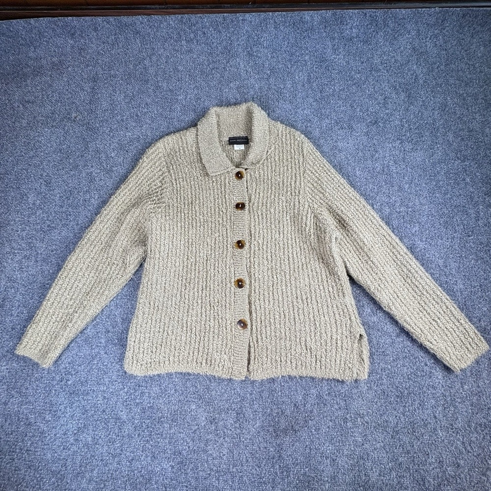 90s Y2K Sarah Arizona‎ Cardigan Women M Beige USA Soft Textured Cottagecore VTG - Picture 2 of 13